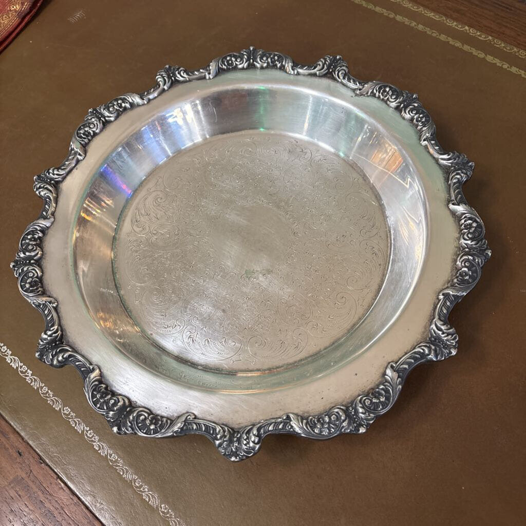Silver plate footed server; 13" round