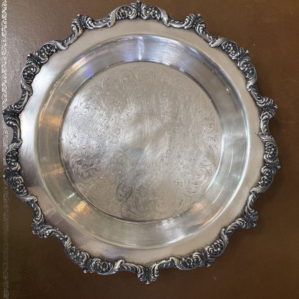 Silver plate footed server; 13" round