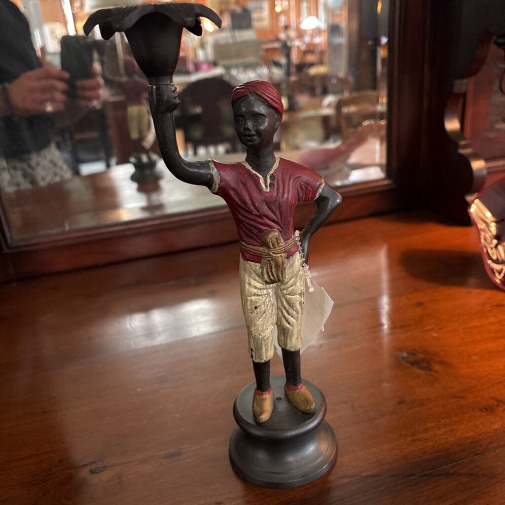 Cold painted bronze Blackamoor candlestick