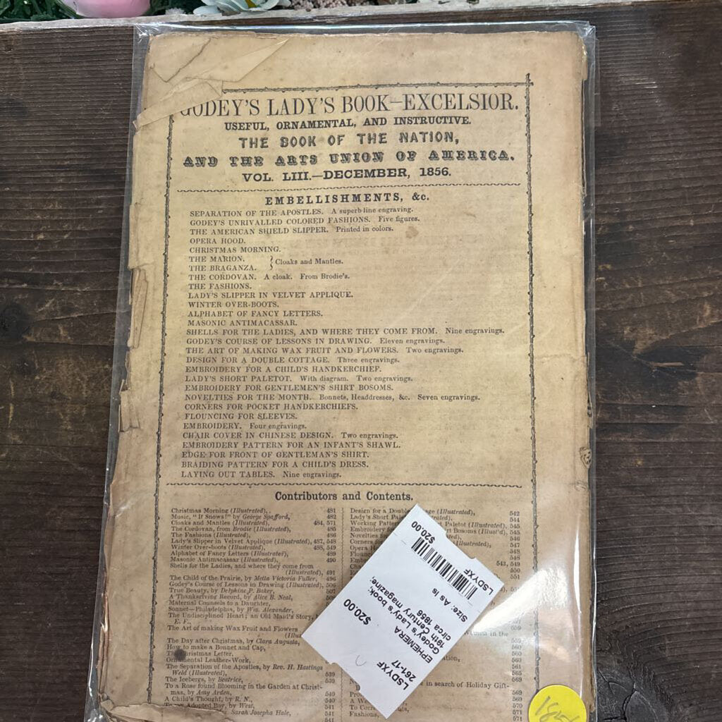 Godey's Lady's book; 19th Century magazine; circa 1856