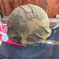 U.S. Military issue Vietnam era M1 Combat helmet W/ Mitchel pattern Camo cover; circa 1960s