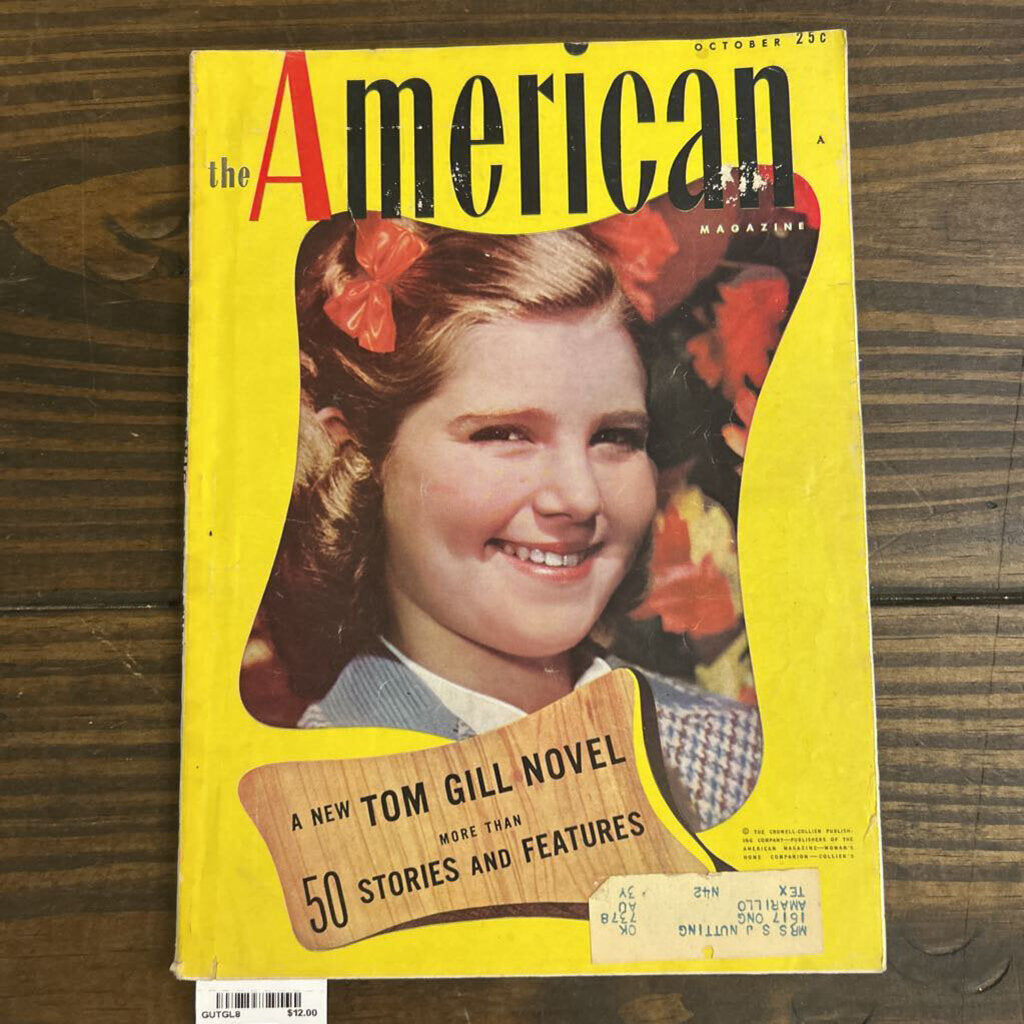 The American, October- A New Tom Gill Novel. 1940. (as is)