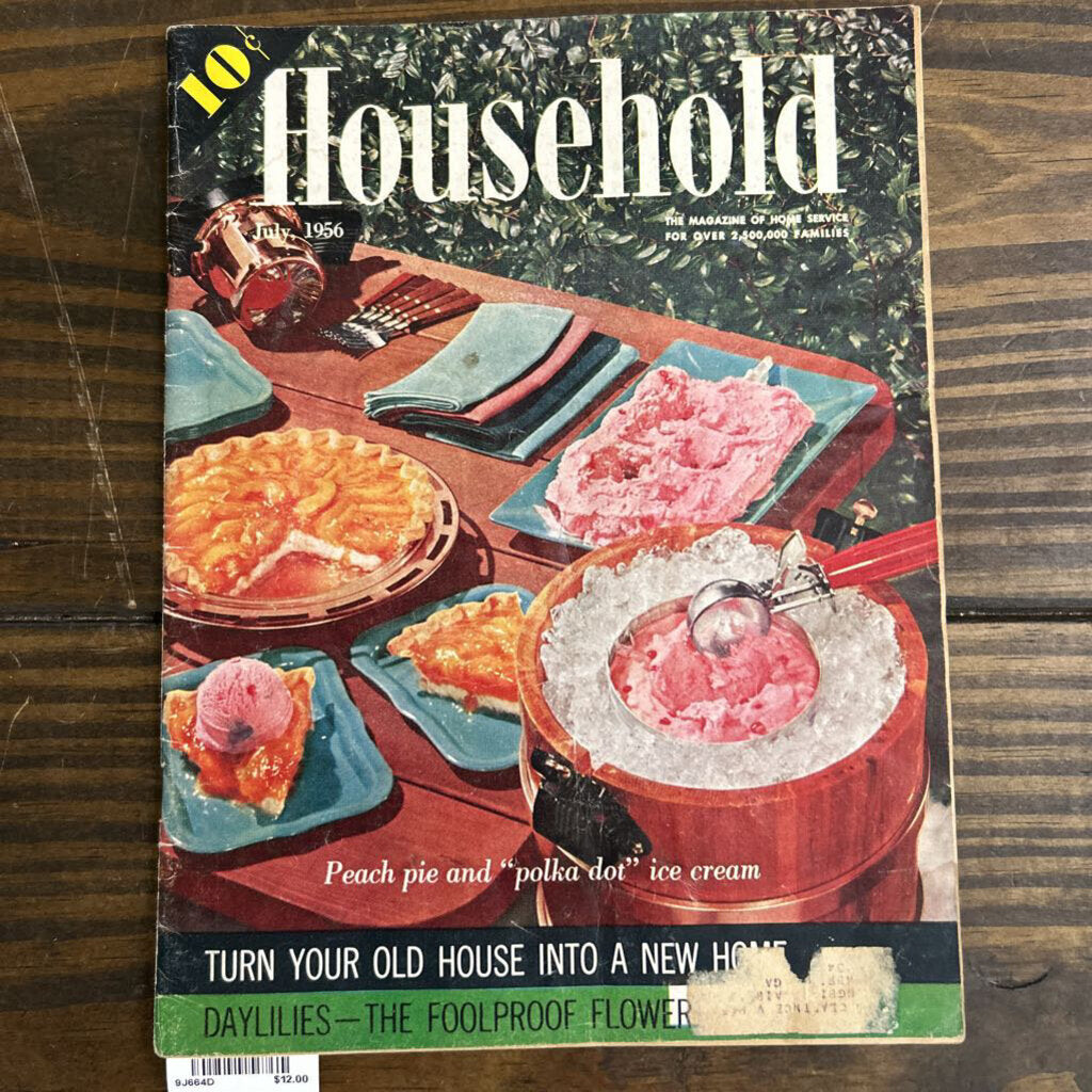 Household Magazine, July 1956. Peach Pie and Polka Dot Ice cream.