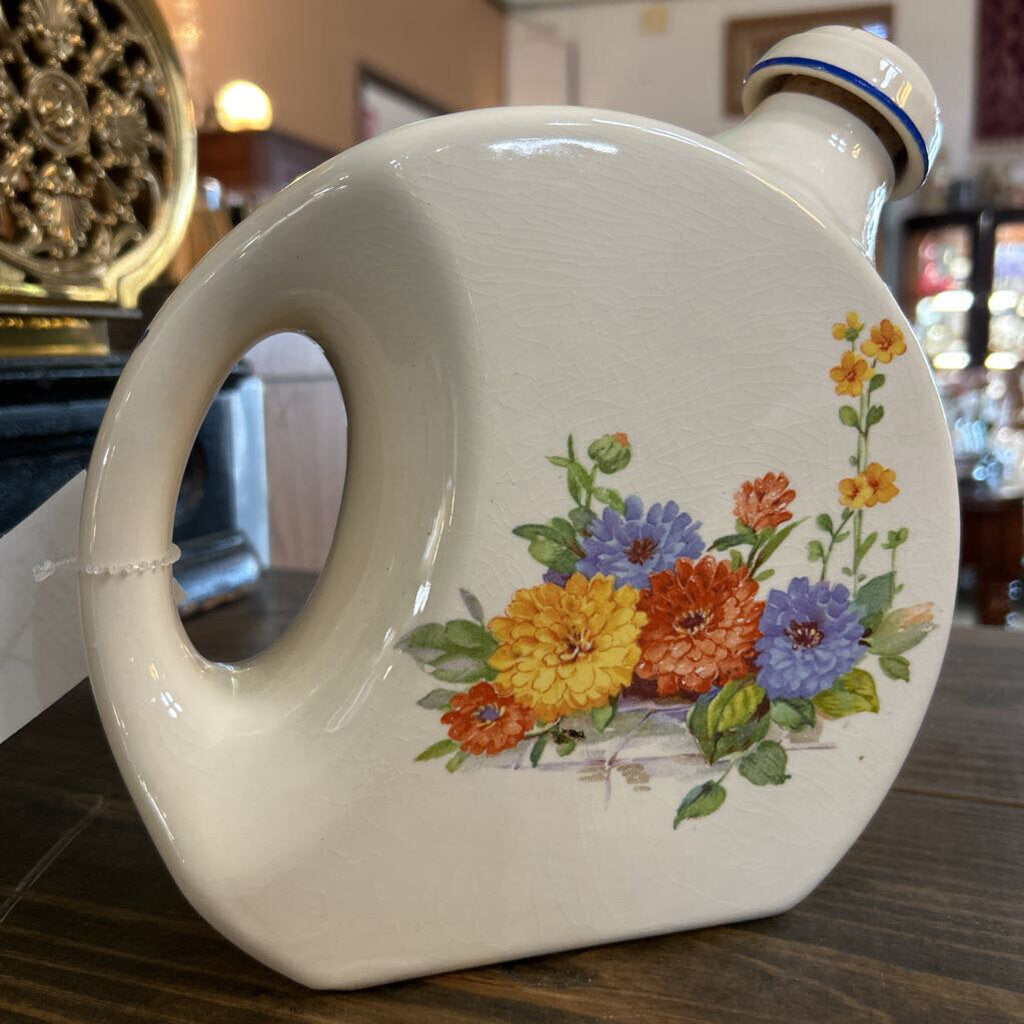 Flat-disc, Zinnia Floral Pattern Refrigerator Pitcher, c.1940s. Universal Potteries, Ohio.