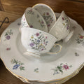 Vintage Franconia Millefleurs Bavaria Porcelain China, 34 Pieces. German Floral Pattern, Scallop edge. c.1953-1975.