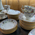 Royal Doulton Dinner service-Cobalt blue Greek key border, Floral bouquets. c.1916 (as is)