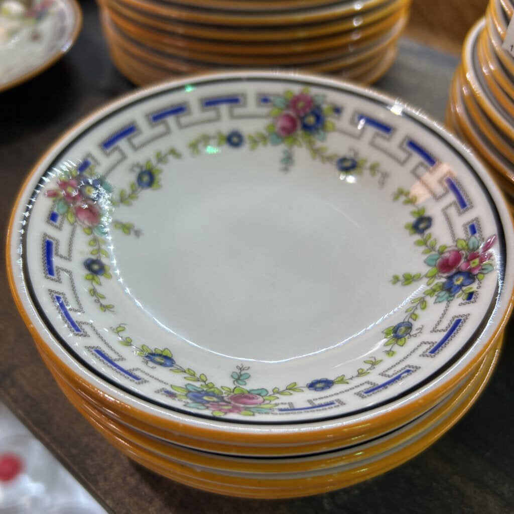 Royal Doulton Dinner service-Cobalt blue Greek key border, Floral bouquets. c.1916 (as is)