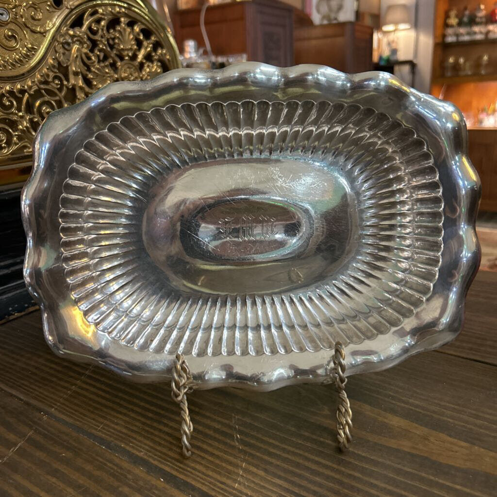 Early 20th century Sterling Silver rectangular fluted serving bowl