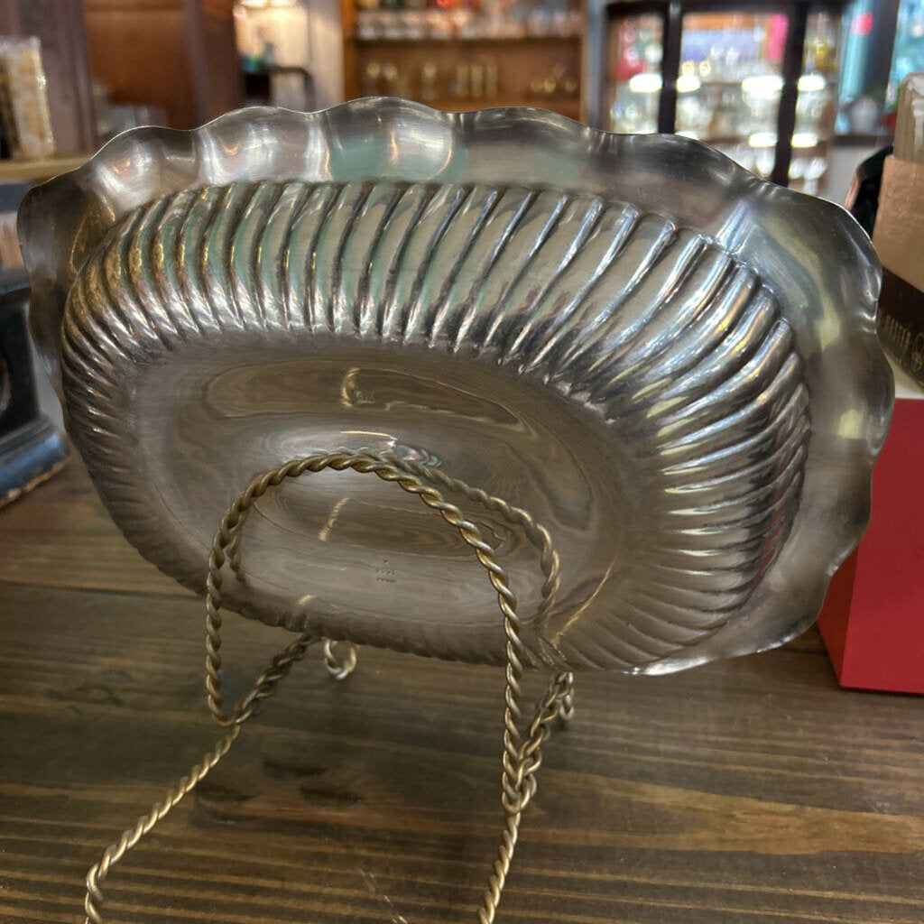 Early 20th century Sterling Silver rectangular fluted serving bowl
