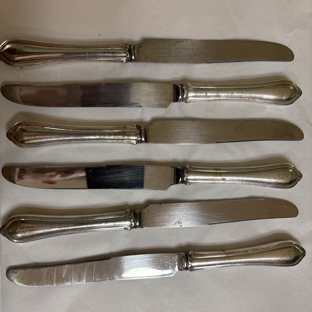 Mid Century Sterling handled dinner knives; set of 6; Sheffield, England