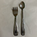 Infant/Toddler Spoon/Fork Set, The First Years (Distributed by Avon) c.1980s, Embossed/Textured Design, Stainless Steel.