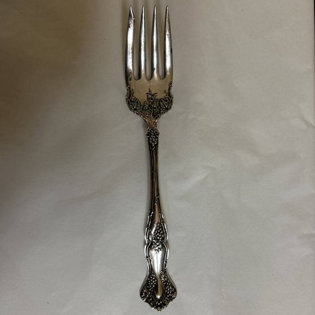 Silverplate Cold Meat Serving Fork, Grape Pattern by 1847 Rogers Bros. c.1904-1918.