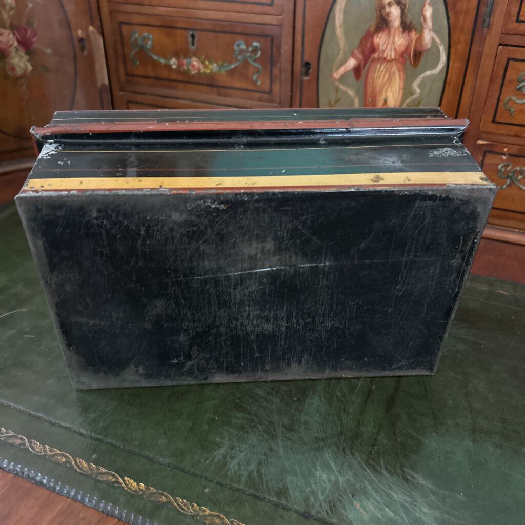 Metal Handle Cash/Strongbox, c.1900-1940, Brass tone handle/Painted steel. *condition as is*.