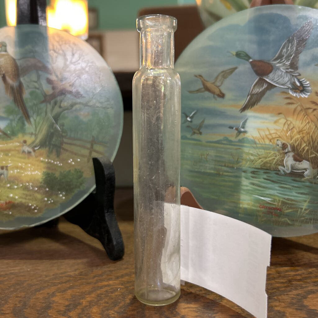 Vintage Glass Cylinder-style drug or apothecary vial.