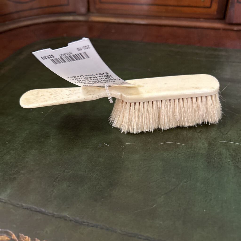 Celluloid Baby Vanity Hairbrush, c.1920-1950s, Maker mark: Extra Fine London