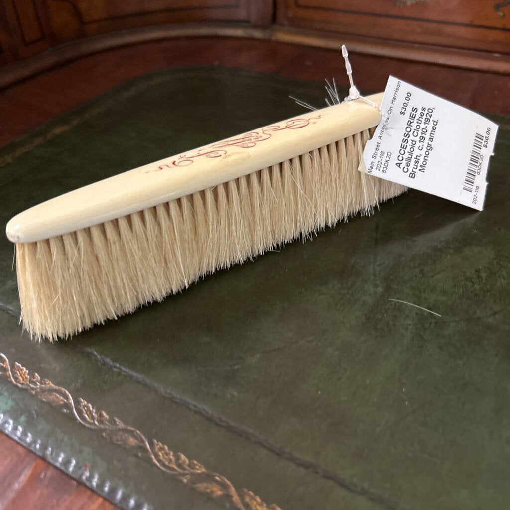 Celluloid Clothes Brush, c.1910-1920, Monogramed.