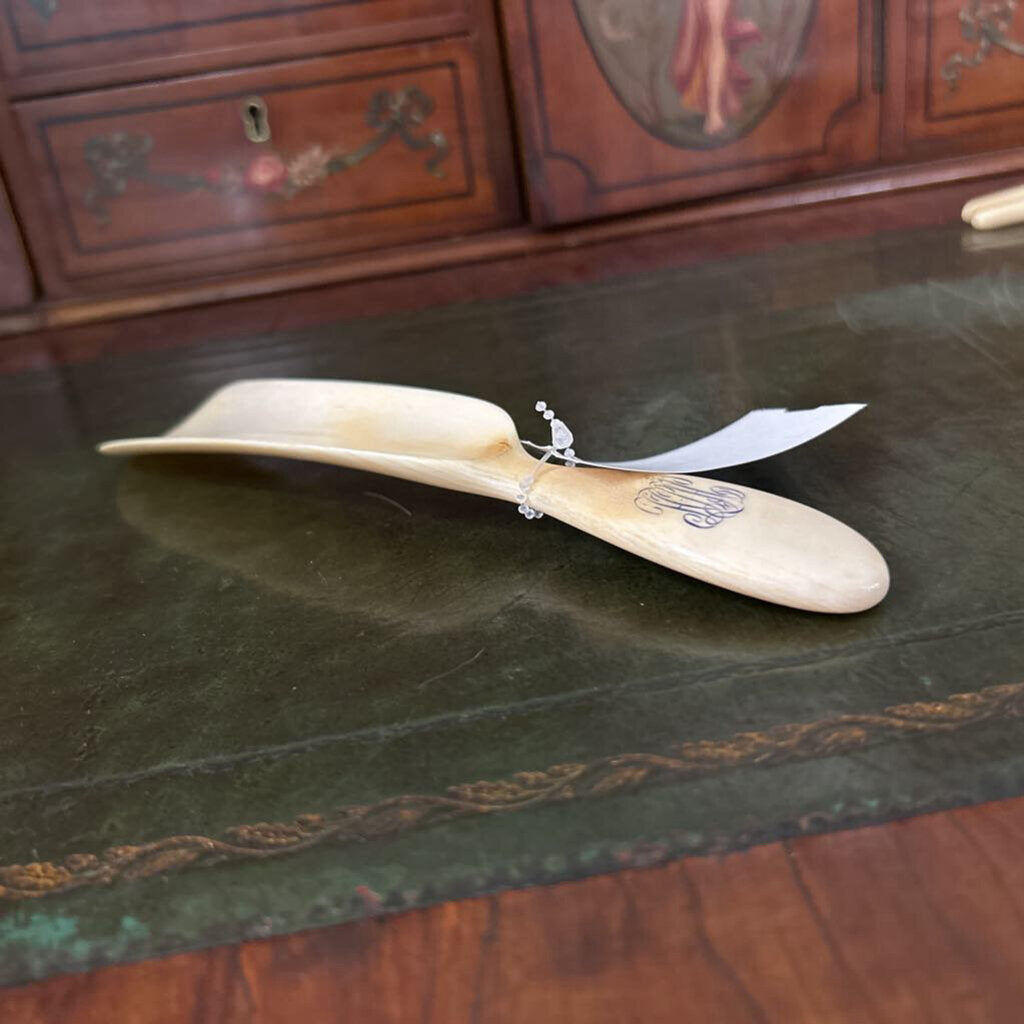Celluloid Shoe Horn, c.1910-1920, Monogramed.