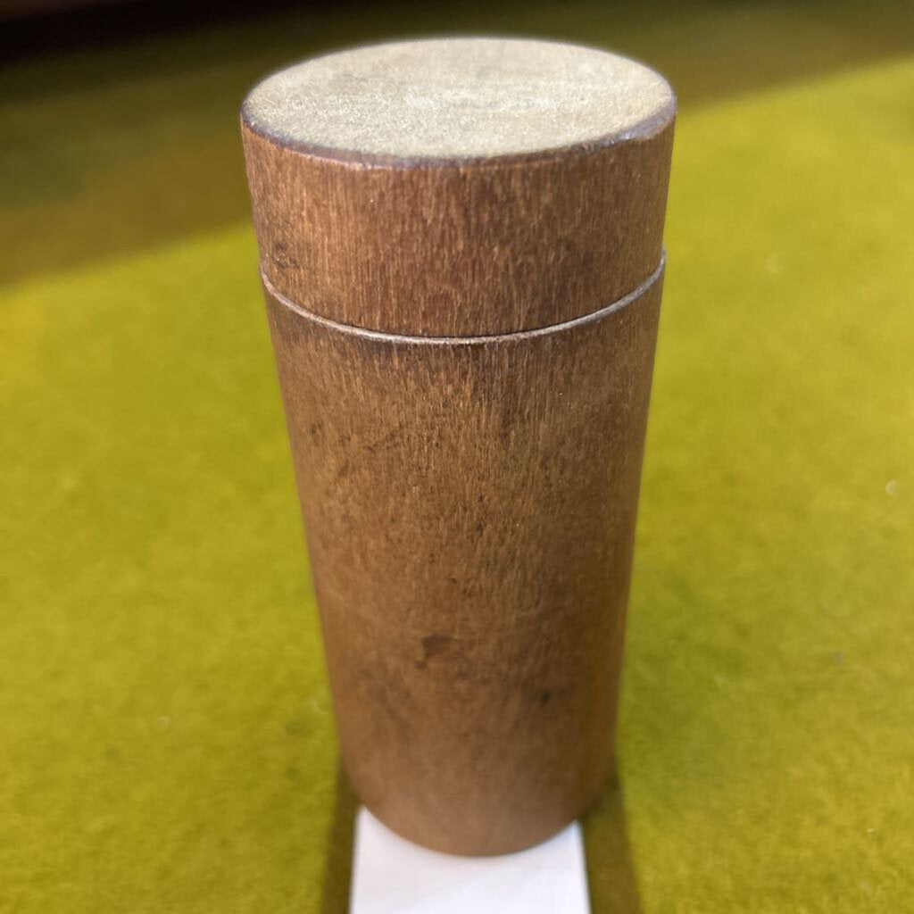 Antique Turned Wood Utility Tube, Screw Top. *condition as is*