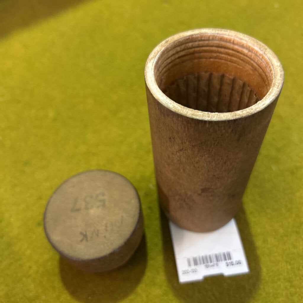 Antique Turned Wood Utility Tube, Screw Top. *condition as is*