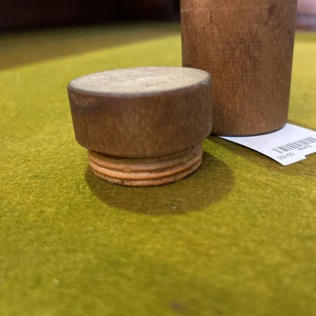 Antique Turned Wood Utility Tube, Screw Top. *condition as is*