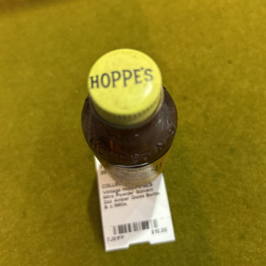 Vintage Hoppe's No.9 Nitro Powder Solvent 2oz Amber Glass Bottle & c.1960s.