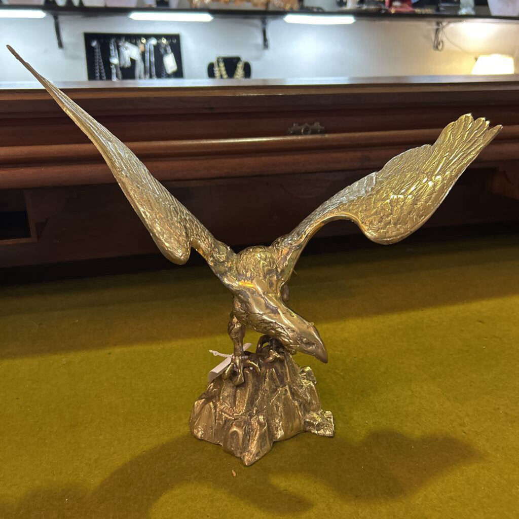 Shiny Brass Eagle, c.1930s, Eagle on Rock.