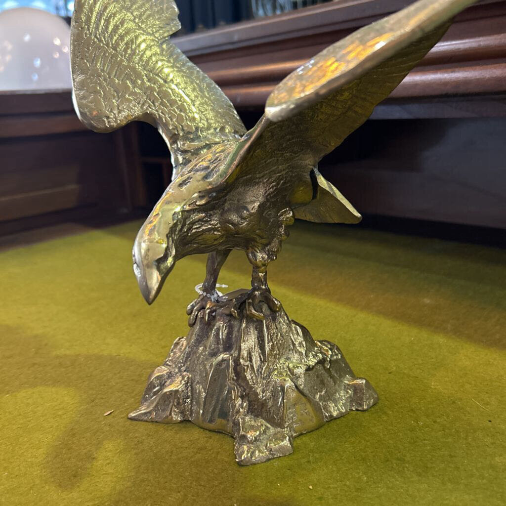 Shiny Brass Eagle, c.1930s, Eagle on Rock.