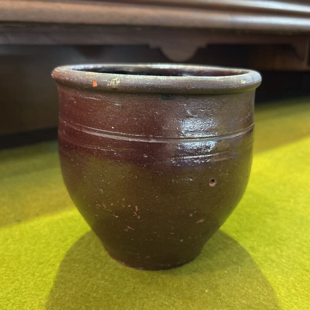 Pottery Plant Pot, Brown Glaze, Condition as is. 5.25'' c.1890