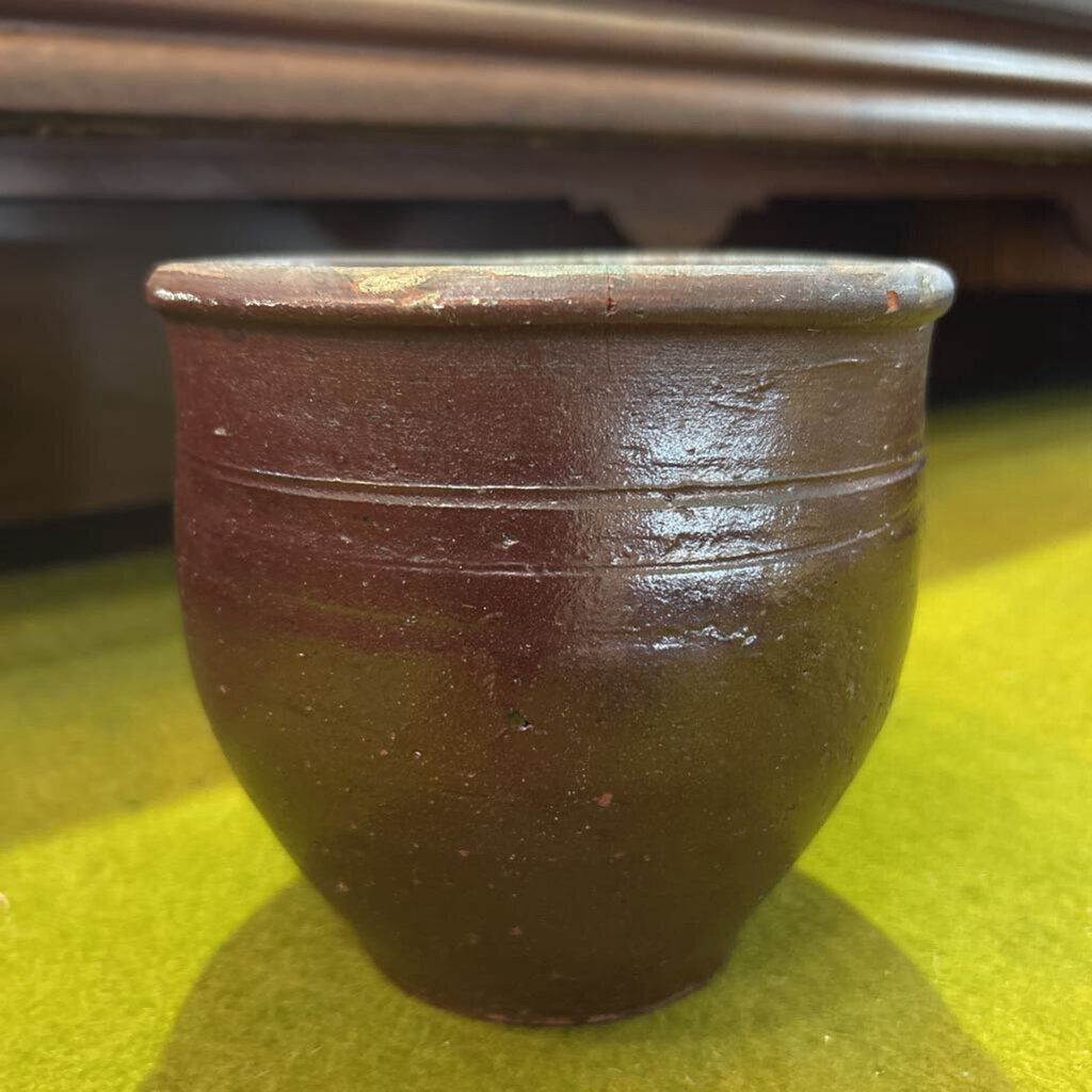 Pottery Plant Pot, Brown Glaze, Condition as is. 5.25'' c.1890