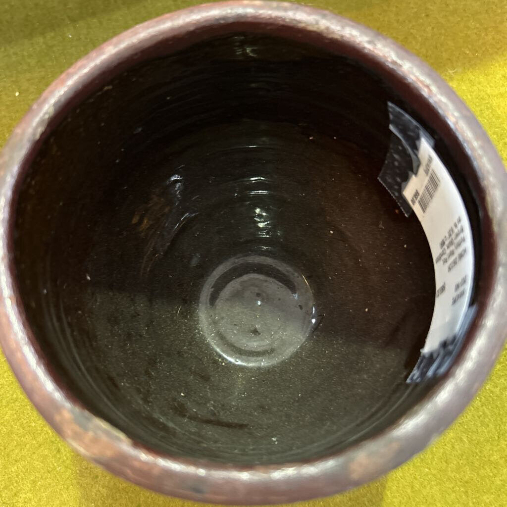 Pottery Plant Pot, Brown Glaze, Condition as is. 5.25'' c.1890