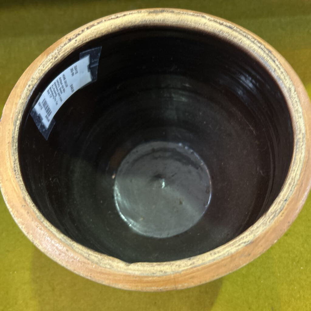 Antique mid-19th-century, Glazed stoneware plant crock, A.L.Hyssong, Bloomsburg PA. Tan Yellow.