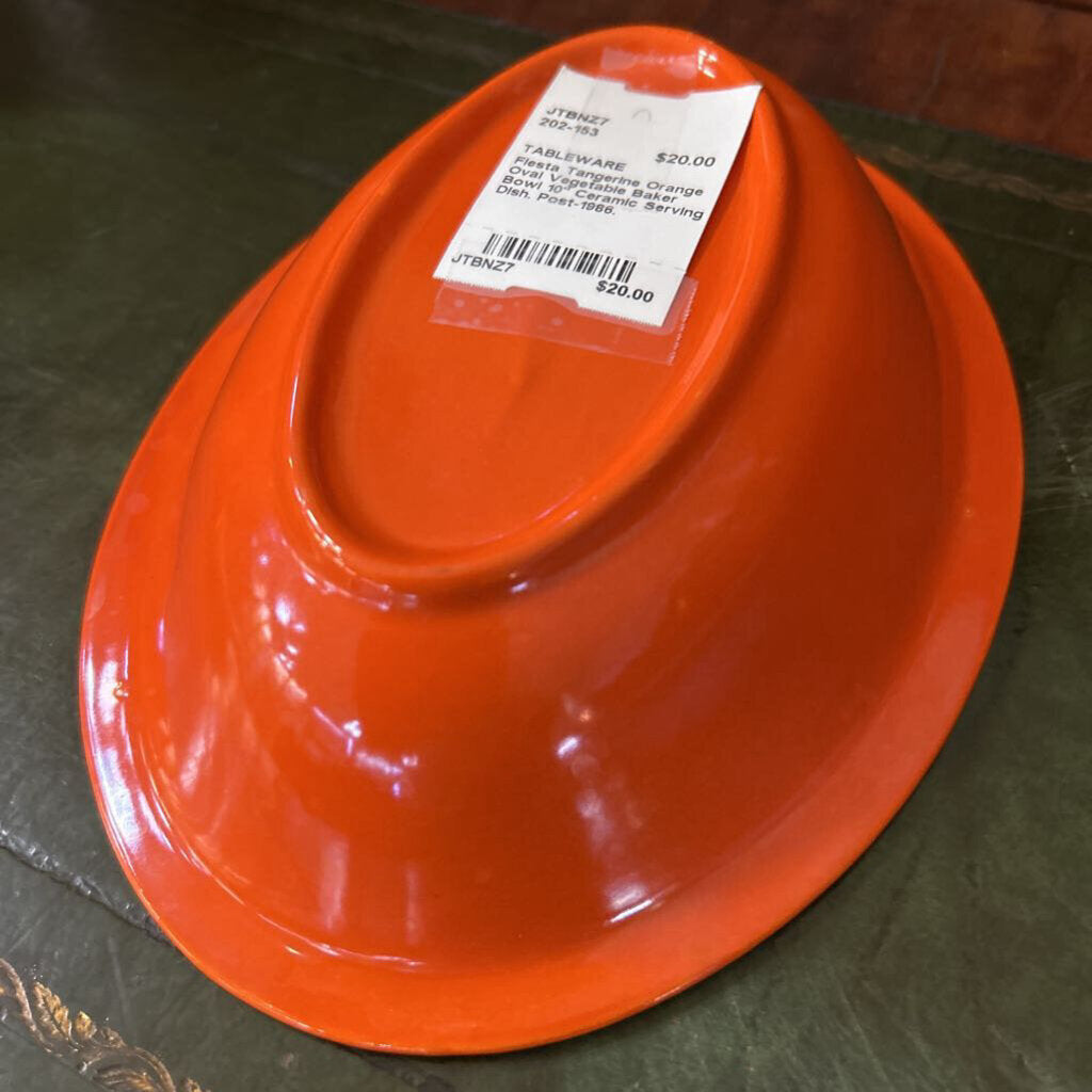 Fiesta Tangerine Orange Oval Vegetable Baker Bowl 10'' Ceramic Serving Dish. Post-1986.