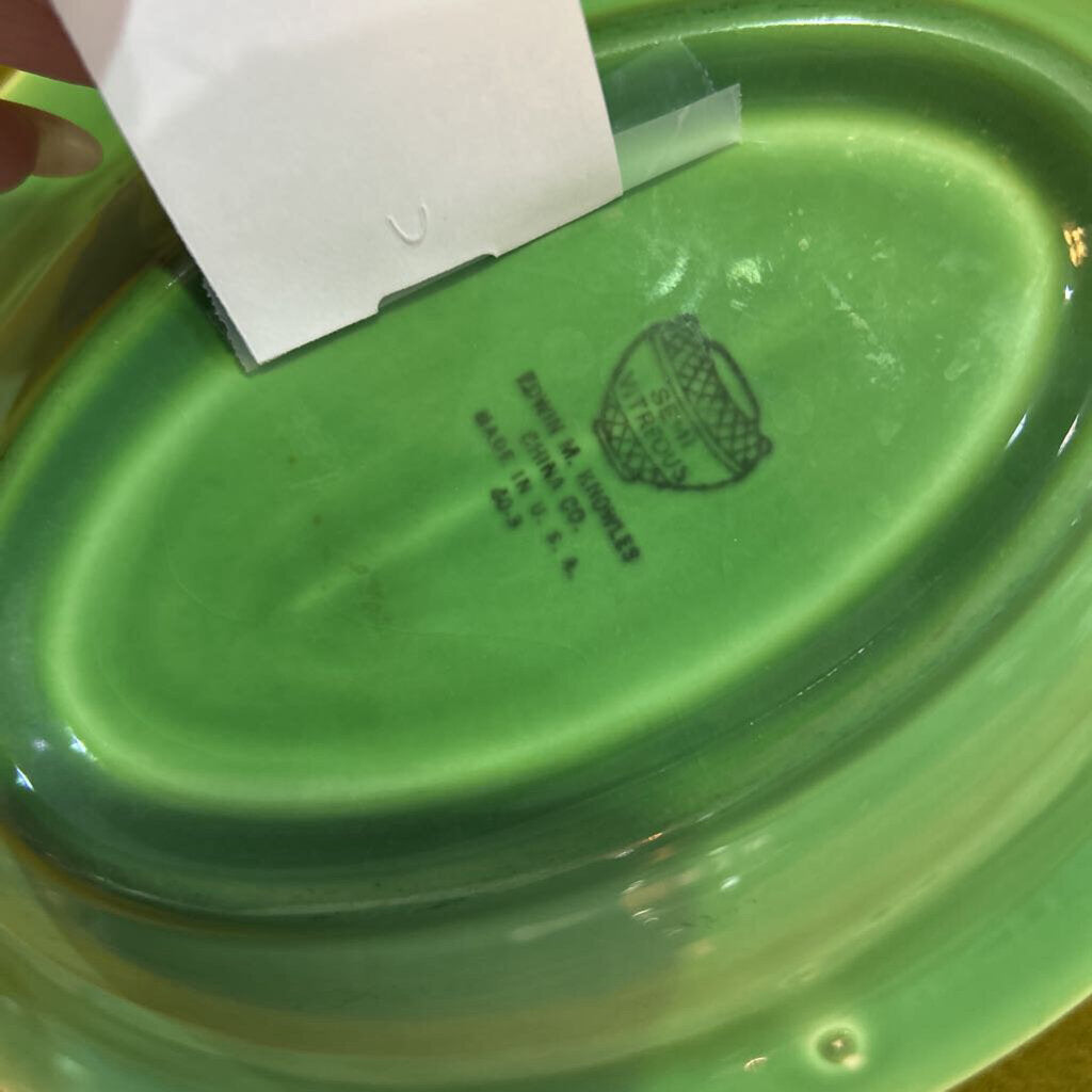 Edwin M. Knowls China Company, Oval Serving Dish "Yorktown Green"
