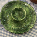 Vintage Vietri Foglia Ceramiche Leonardo Green Majolica Leaf Pattern Chip-n-Dip Bowl; 14" ; Made in Italy