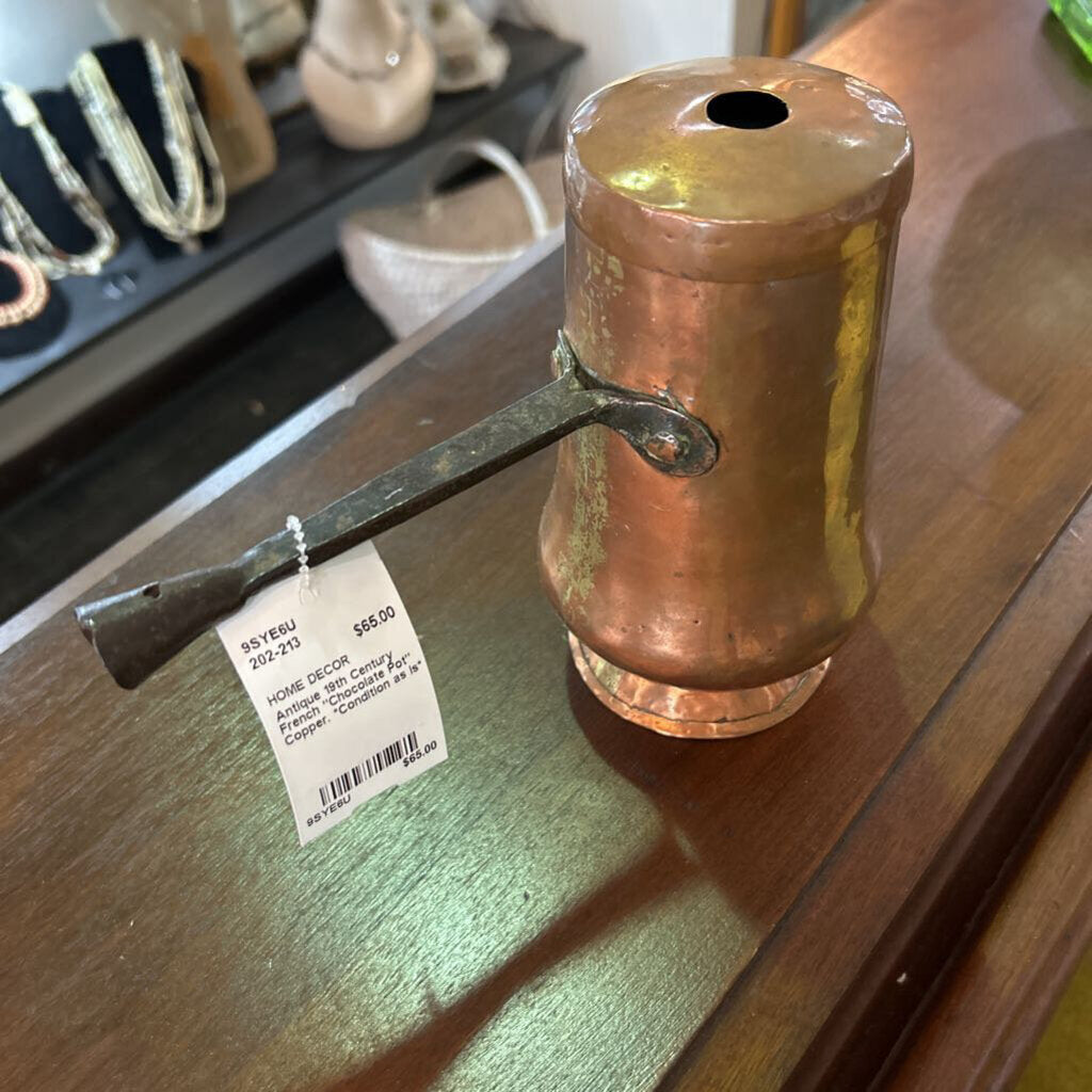 Antique 19th Century French "Chocolate Pot" Copper. *Condition as is*