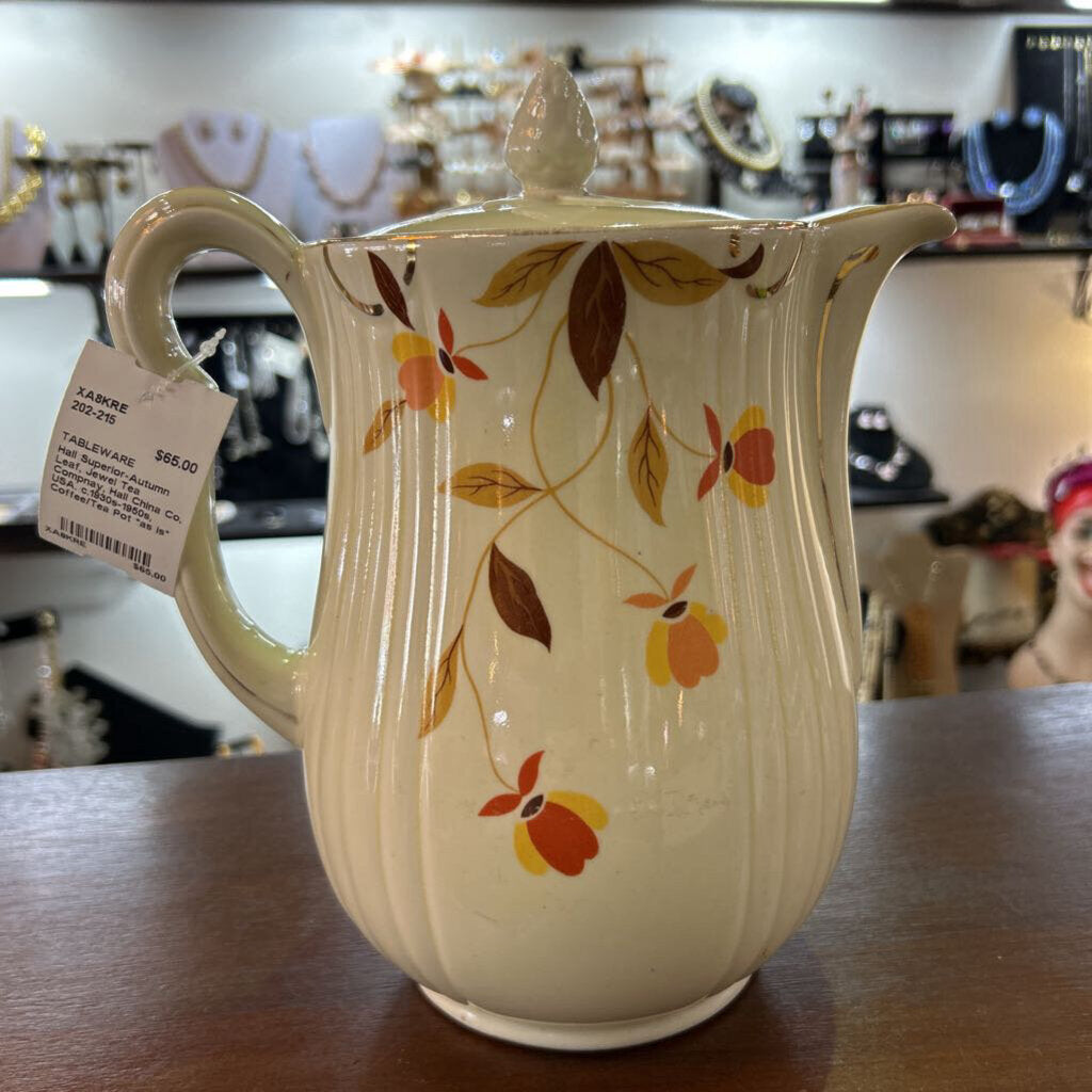 Hall Superior-Autumn Leaf, Jewel Tea Compnay, Hall China Co, USA. c.1930s-1950s, Coffee/Tea Pot *as is*