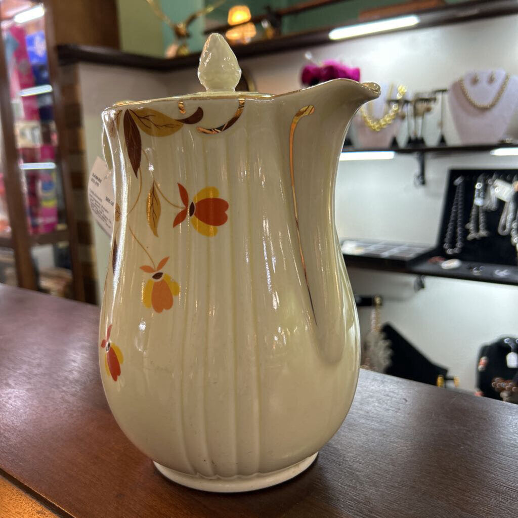 Hall Superior-Autumn Leaf, Jewel Tea Compnay, Hall China Co, USA. c.1930s-1950s, Coffee/Tea Pot *as is*