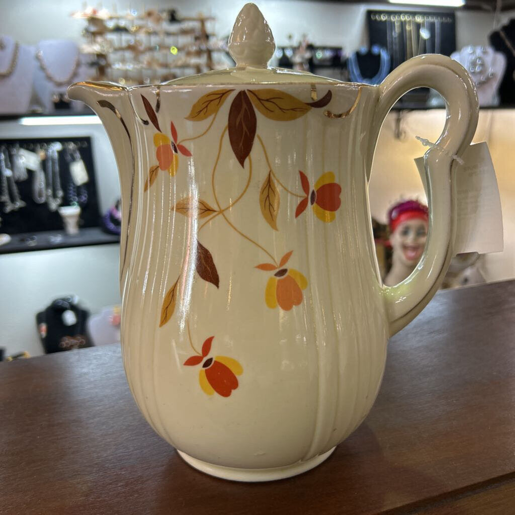 Hall Superior-Autumn Leaf, Jewel Tea Compnay, Hall China Co, USA. c.1930s-1950s, Coffee/Tea Pot *as is*