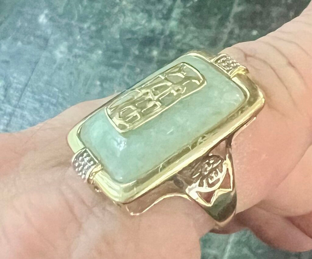 14K Jade Fortune YG Ring