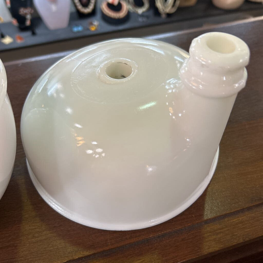 Glasbake-Made for Sunbeam, Mixmaster mixing bowl & Juicer attachment, White milk glass. c.1960s-1960s