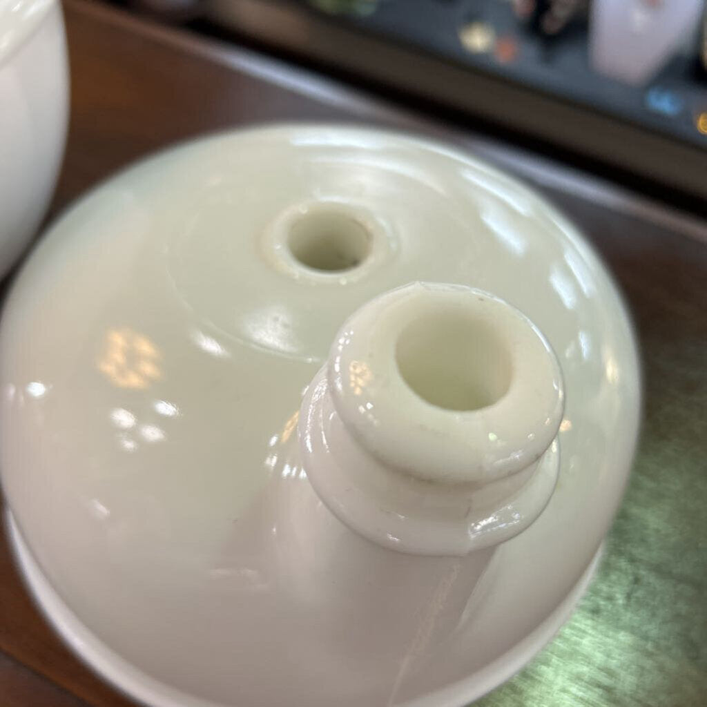 Glasbake-Made for Sunbeam, Mixmaster mixing bowl & Juicer attachment, White milk glass. c.1960s-1960s
