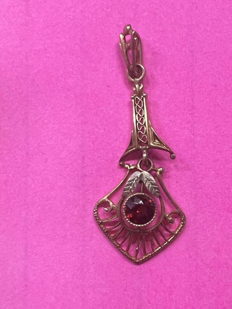 10k Garnet Edwardian Lavalier Pendant