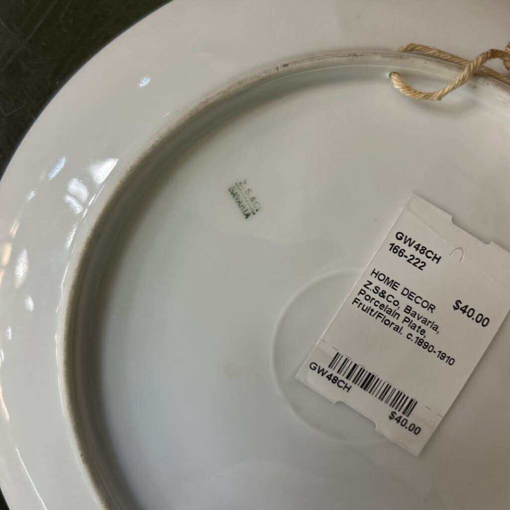 Z.S&Co, Bavaria, Porcelain Plate, Fruit/Floral. c.1890-1910