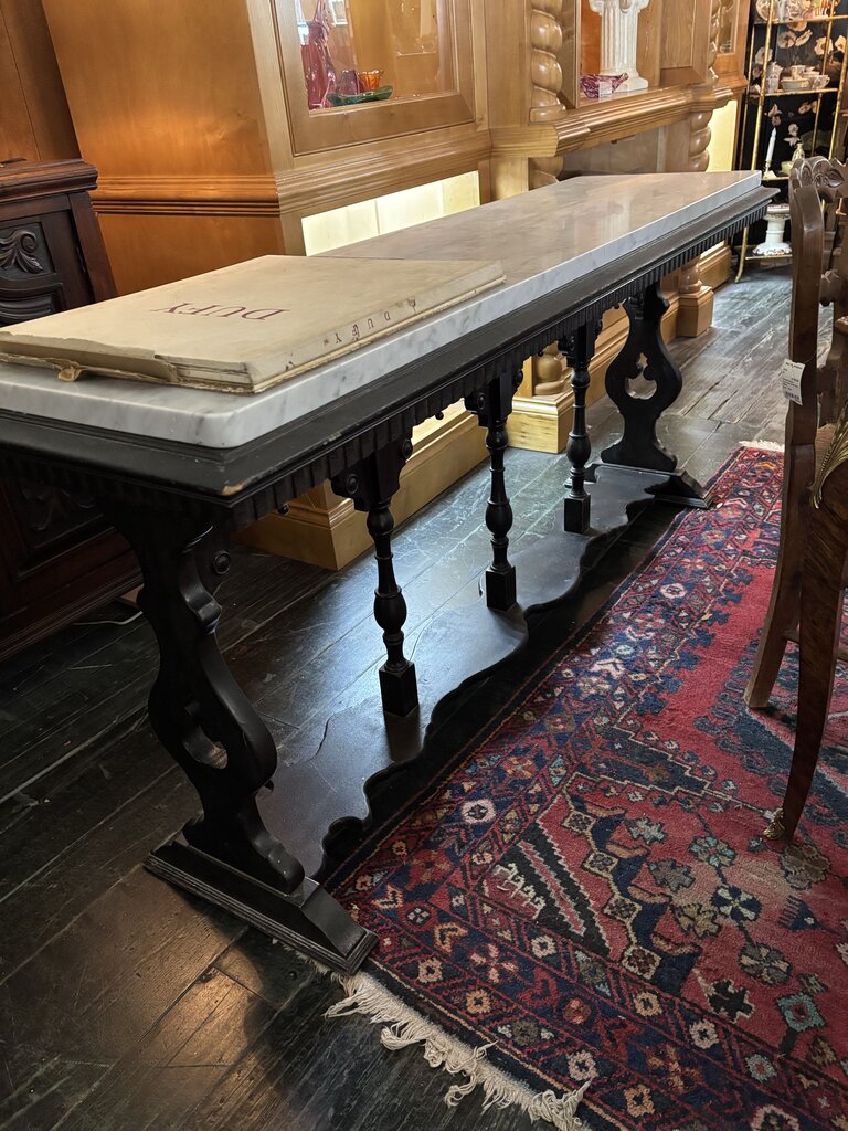 19th Century Renaissance Revival Marble Top Trestle Table; French