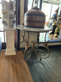Wrought Iron Marble Top Circular Table with Gilt Accents
