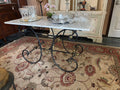 19th Century French Table de Boucher or Bakers Table. Wrought Iron with Gilt Accents and Marble Top.
