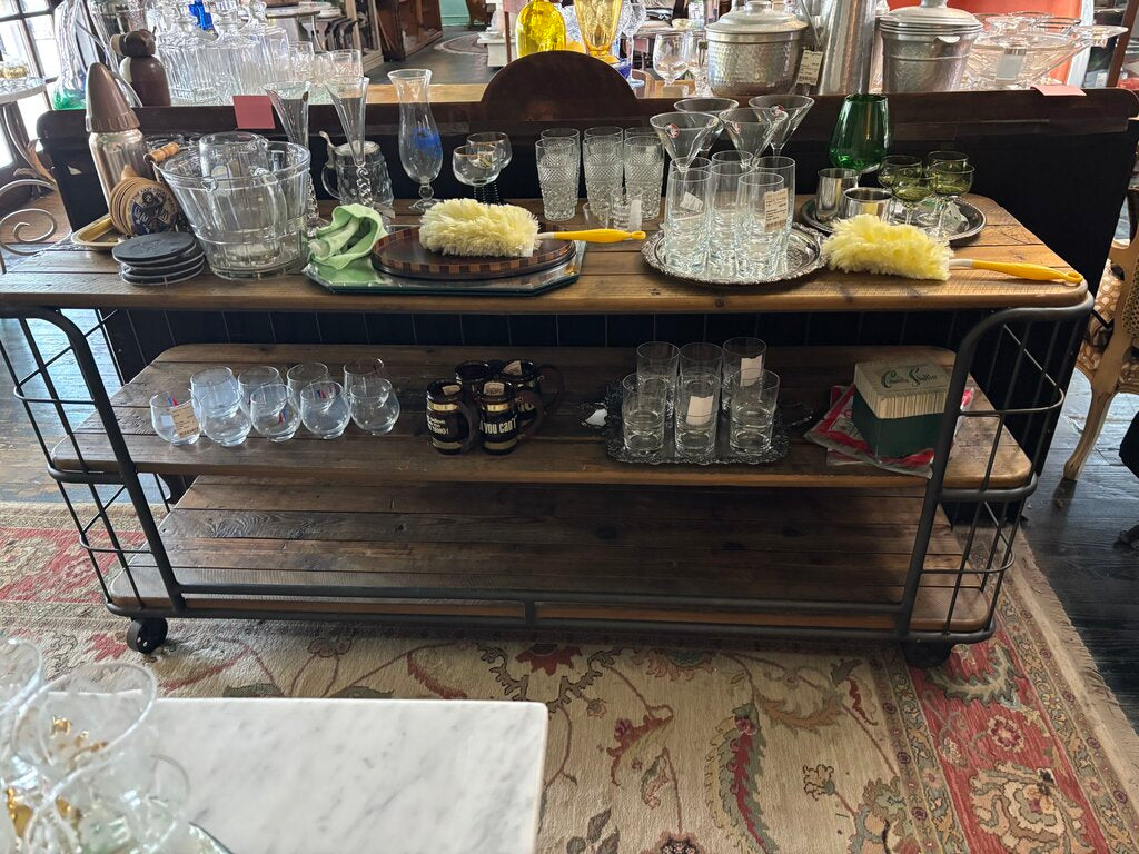 Wood and Metal Industrial aesthetic rolling table