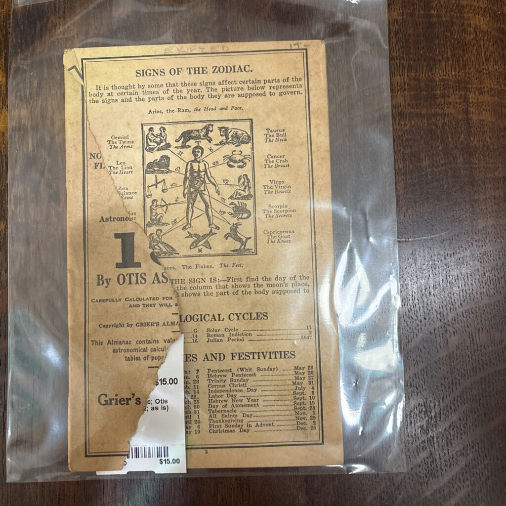 Grier's Almanac; Otis Ashmore; 1932; as is)