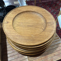 Teak 12" wood dinner plates; set of 6