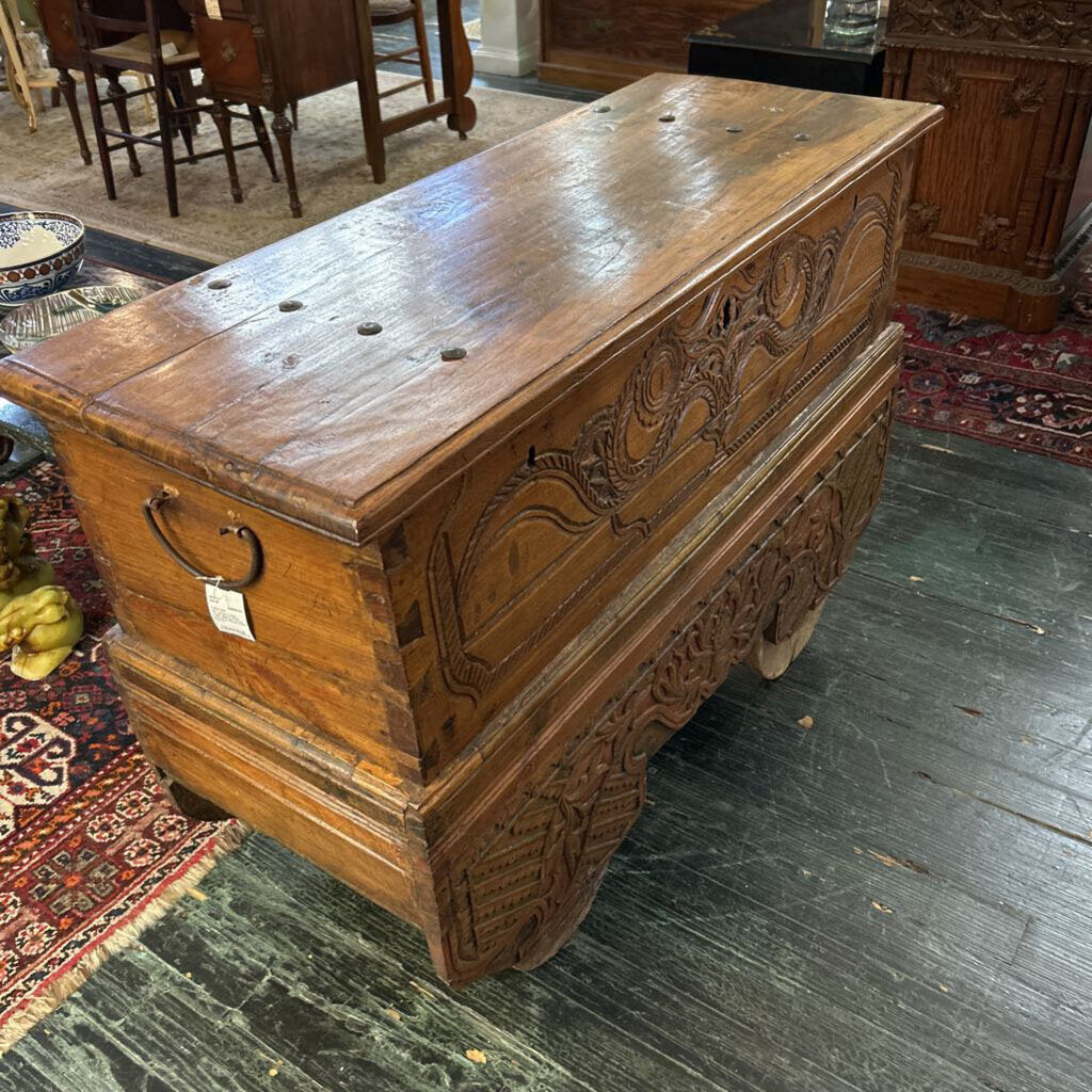 19th century Indian carved dowry chest c.1850-1900 part of the Dunworryn Estate, Indian Pass, Fl.